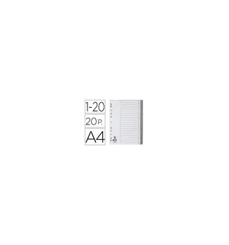 

Numeric separator Q-CONNECT plastic 1-20 set of 20 DIN A4 multidrill separators