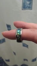 FDLK-Anillo de boda de acero inoxidable con concha biselada incrustada, joyería fina de 8MM, tamaño de los EE. UU. 6 7 8 9 10 11 12 13