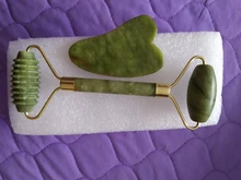 Rodillo de piedra de Jade Natural para masaje Facial, masajeador de gua sha, rascador, herramientas adelgazantes de belleza, relajación de la piel