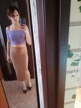 Summer Skirts Midi Bodycon Cotton Pencil High-Waist Double-Layers Womens Saia Colysmo