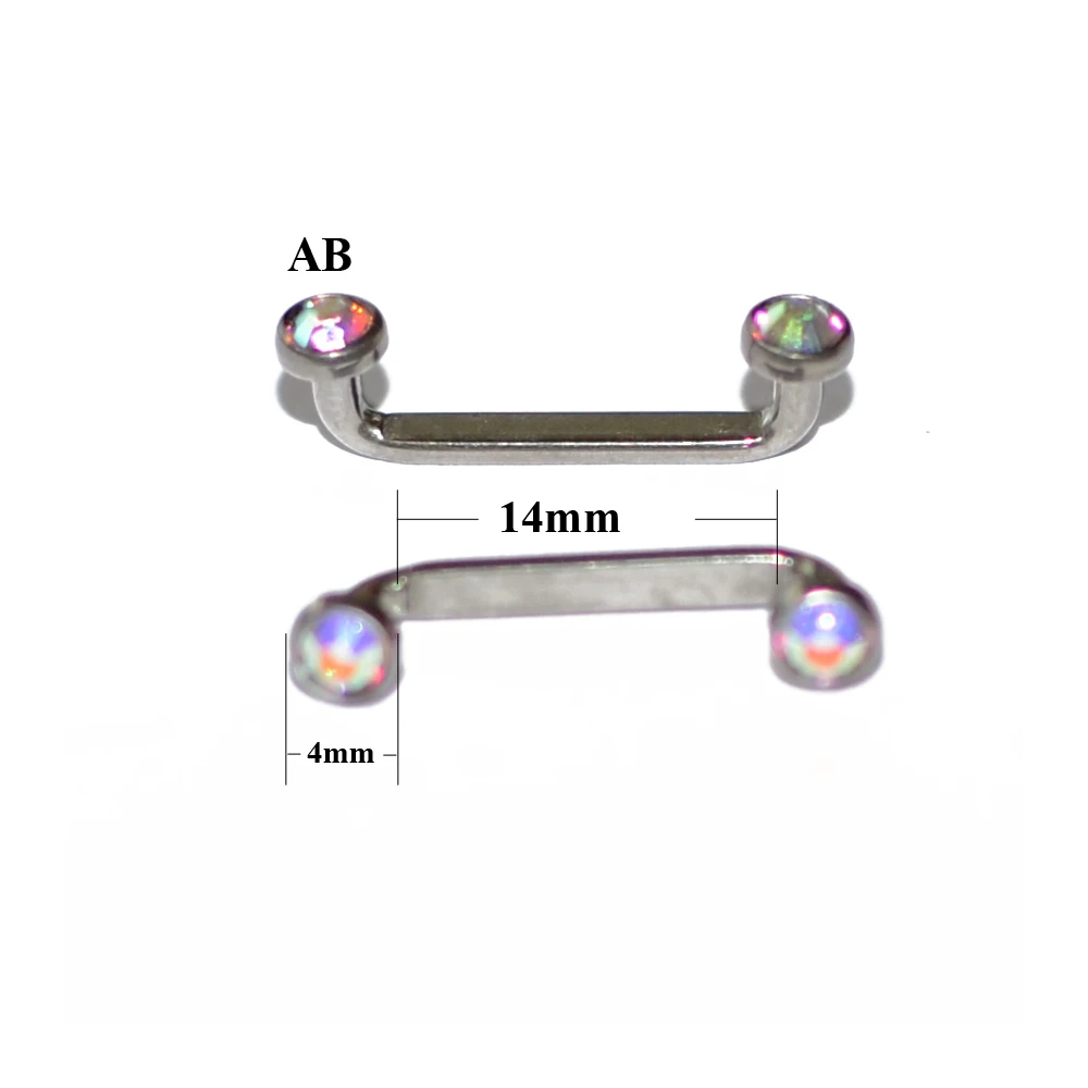 1 шт. G23 титановый Пирсинг 14 г внутренняя резьба кристалл AB драгоценный камень поверхность бар штанга фабричного производства микродермальный якорь кольца ювелирные изделия