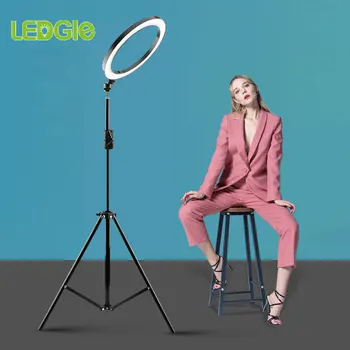 

Dimmable LED Selfie Ring Light with Tripod USB Selfie Light Ring Lamp Big Photography Ringlight with Stand for Cell Phone Studio