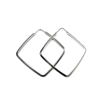 

Sterling silver earrings 925m plain hoop rhombus [AB1117]