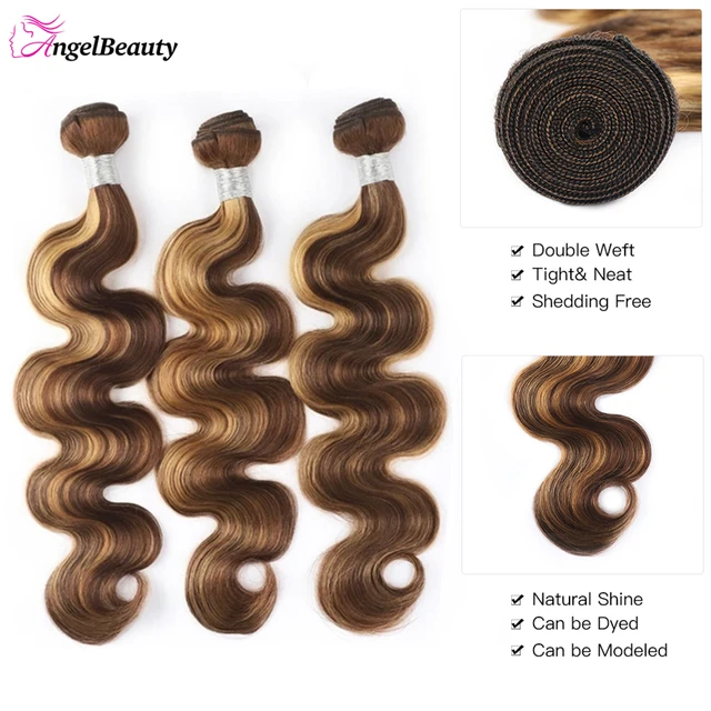 30 32 Inches P4/27 Highlight Body Wave Bundles Ombre Human Hair Bundles Extensions Blonde Brazilian Weave 1 3 4pcs Remy 10A Hair 5