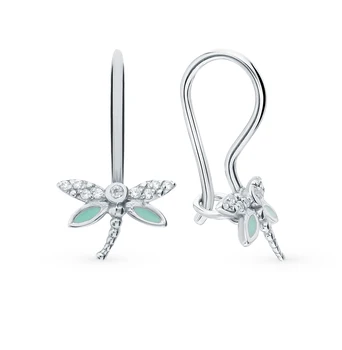 

Silver earrings with cubic zirconia and enamel sunlight sample 925