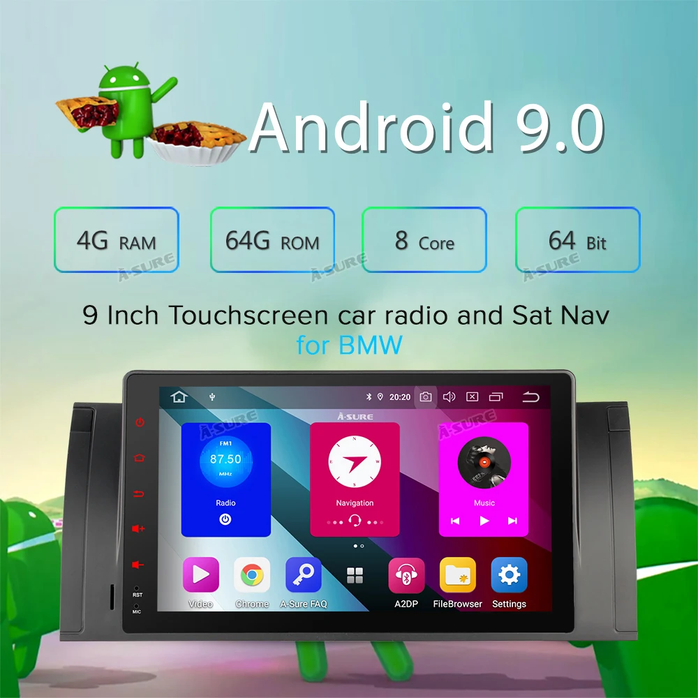 A Sure 2 Din 8 ядер 4 Гб RAMAndroid 9 0 автомобильный Автомобильный Радио навигатор с GPS DVD для