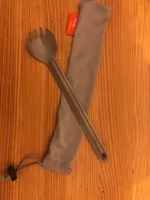 TiTo-cuchara de titanio con mango largo, vajilla portátil para acampar, cubiertos, práctico tenedor ambiental de titanio Spork