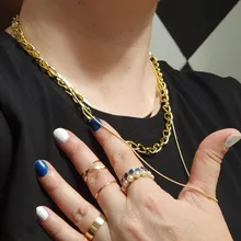 17KM-Conjunto de anillos de cadena de ancho de oro Punk para mujer y niña, sortijas finas irregulares para dedo, regalo, joyería para fiesta 2021