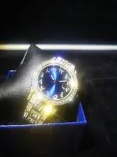 MISSFOX los hombres reloj de pulsera de diamantes más vendidos azul reloj impermeable de la marca de lujo de oro 18k Calendario de acero reloj Masculino