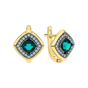 

Gold earrings with emeralds and diamonds sunlight sample 585