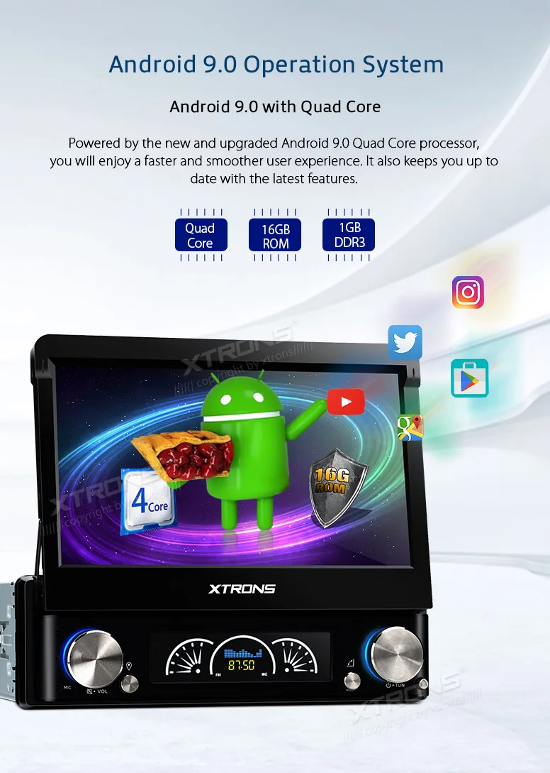 XTRONS 7 ''Android 9,0 Универсальный HD цифровой съемный мультисенсорный автомобильный dvd-плеер с экраном DAB OBD 1080P one din автомобильный стерео