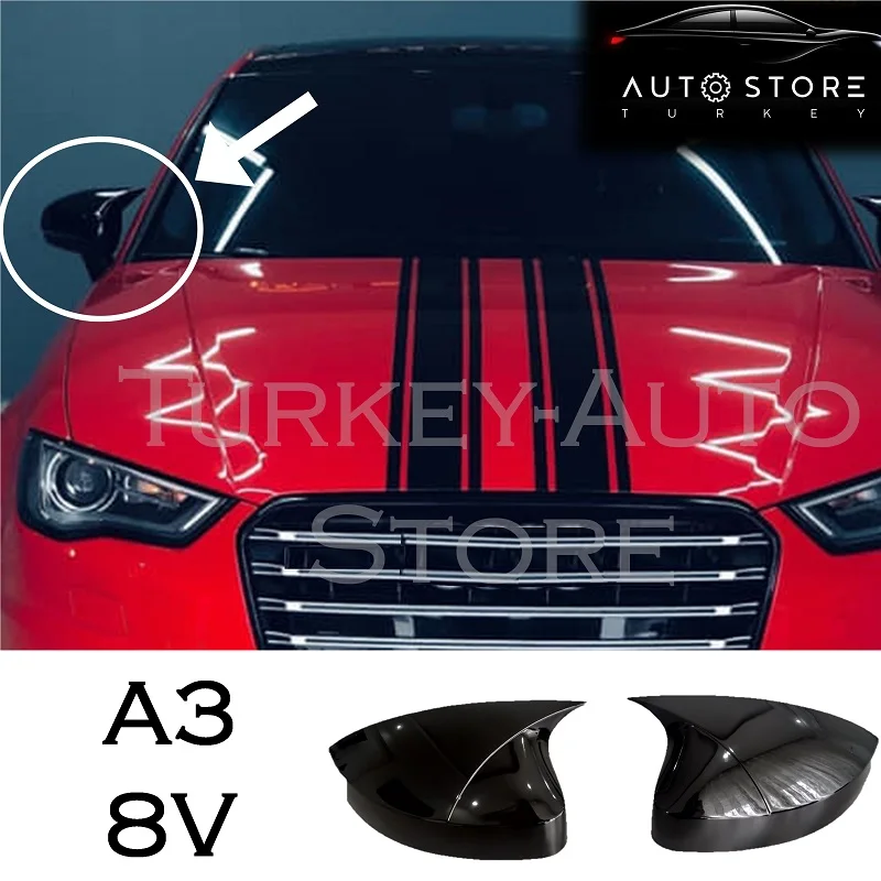 Copertura Per Specchietto Laterale Con Design A Pipistrello Per Audi A3 8V 2012-2016 Accessori Per Auto Rs Rs3 S-Line Shiny Piano Black Tuning Auto Sp