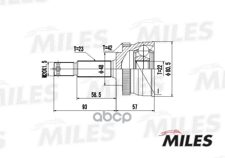 Шрус Nissan Micra 1.0 92-03 Нар.(Abs) Miles Ga20303 Miles арт. GA20303