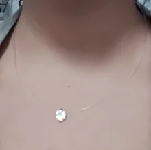 Collar de hilo de pescar transparente para mujer, cadena Invisible de Color plateado, gargantilla de diamantes de imitación para mujer