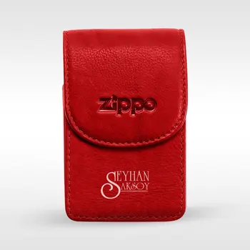 

Personalized Custom Original Zippo Real Leather Cigarette Carry Box-Red Memories Name Lettering Souvenir Gift