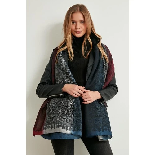 Etro chal azul con flecos para mujer, bufanda de diseño Original para otoño e invierno, grueso y cálido, 2020|Bufandas de - AliExpress