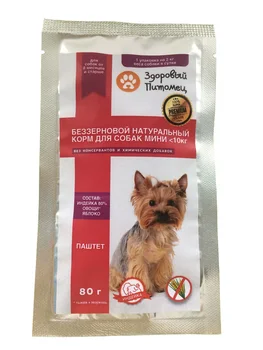 

Беззерновой Natural Dog Food small breeds of TM healthy pet, Turkey/vegetables, паштет, 80g