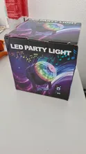 Bola de discoteca giratoria para fiesta, luz de fiesta giratoria activada por sonido, iluminación RGB 3LED de 3W para Navidad, boda, eventos, ángulo de haz, color negro con funda transparente