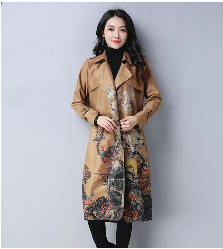 

Obrix Sweet Pretty Pattern Female Coat V-Neck Full Sleeve Casual Style Epaulets Pockets Belts Trench For Women