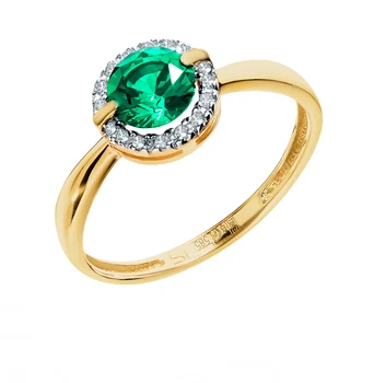 

Gold ring with emerald and diamonds sunlight sample 585