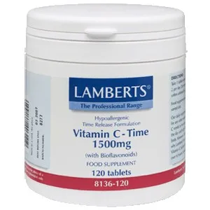 

VITAMIN C 1500 MG RETARD + BIOFLAVONOIDS 120 COMP LAMBERTS