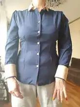 Casual Shirt Blouse Tops Button Patchwork Blusas Long-Sleeve Lapel Office Autumn Plus-Size