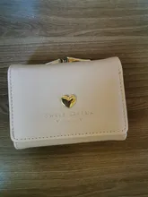 Monedero de Color caramelo a la moda para mujer, Cartera de cuero de Color liso Vintage corta con broche de corazón, tarjetero para chicas