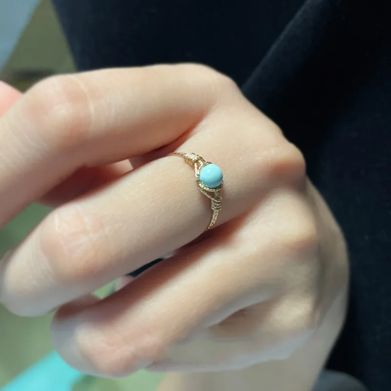 Anello Regolabile Boho In Oro E Pietra Turchese (amazzonite) – Acciaio Inox Chirurgico 316, Ipoallergenico, Impermeabile, Design Aperto Vintage Moderno, Regalo Per Donna