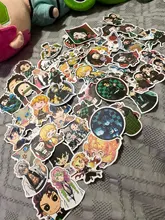Pegatinas de Anime Demon Slayer Kimetsu No Yaiba, pegatina para ordenador portátil, equipaje de motocicleta, regalo para niños, pegatina de juguete, 50 Uds.