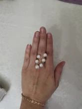 Anillo chapado en oro para mujer, elegante perla de imitación, anillos de apertura ajustables