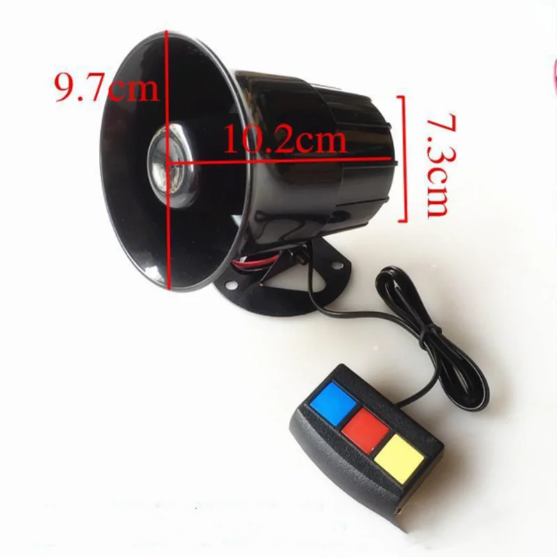 12V Car Motocycle 3 Tone Siren Loud Auto Horn Loudspeaker Electric Ambulance Alarm Sound Speakers 110dB Universal Car Siren Horn Motorcycle Horn
