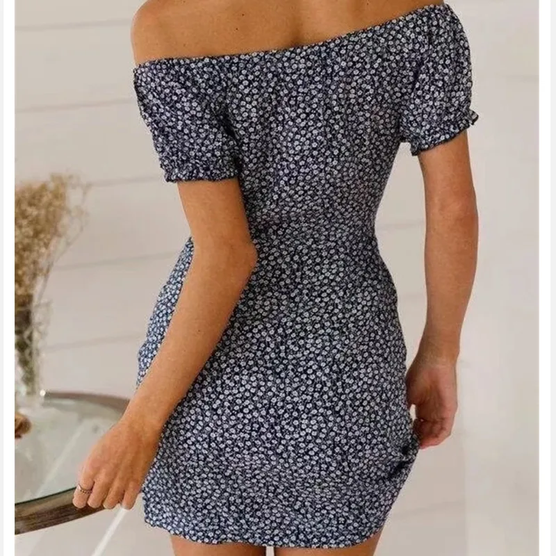 Женское облегающее платье с запахом и открытыми плечами летнее богемное мини