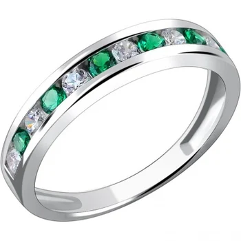

Esthete ring with cubic zirconia and Emerald Silver