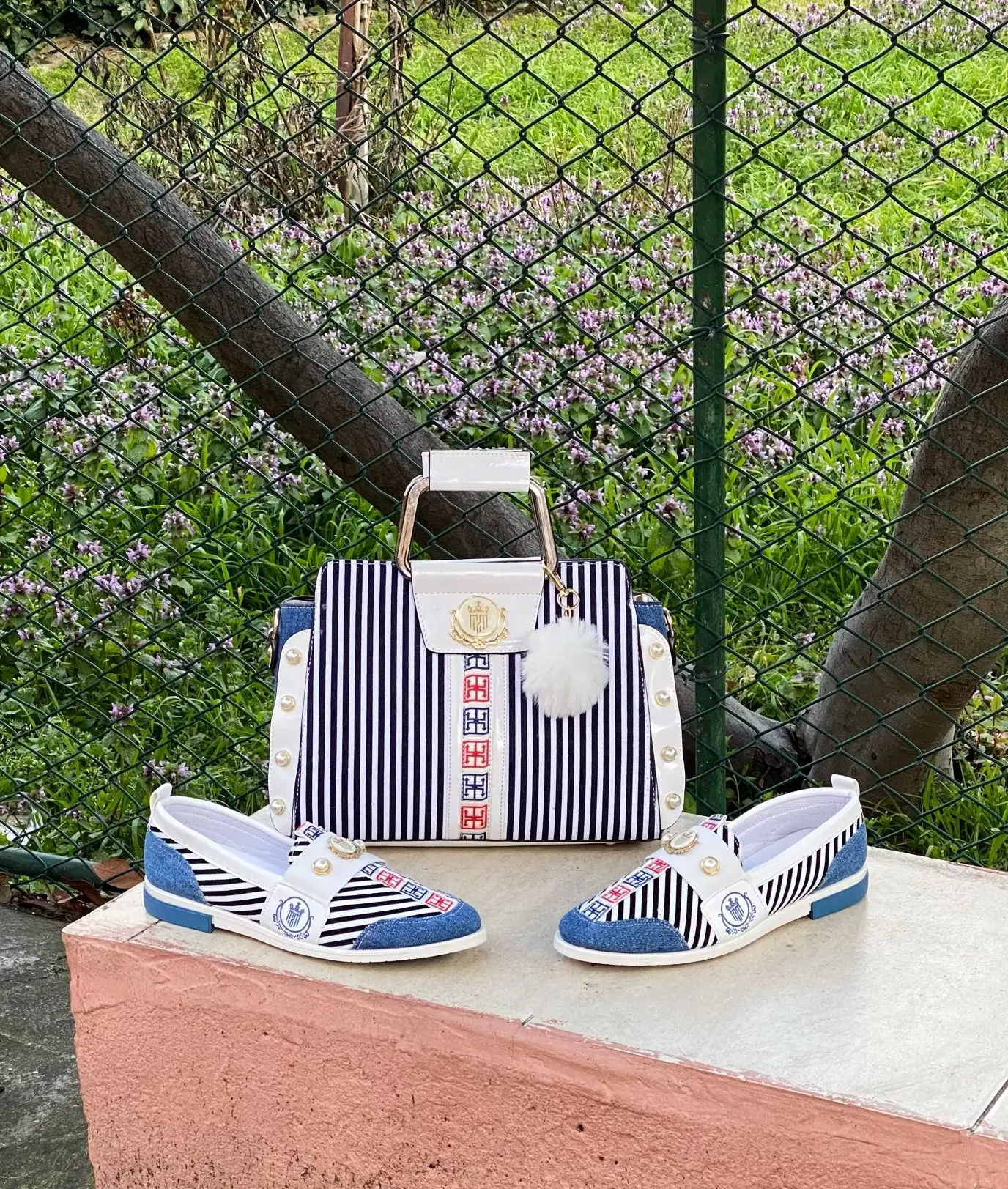 

Miss Melisa jeans pattern ballet shoes & bag set Code B135