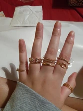 Tocona 8 unids/set, Anillos geométricos conjuntos de cristal claro de cadena de oro de piedra anillos de apertura para la joyería de las mujeres accesorios 9012