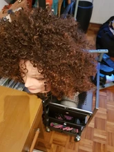 Afro corto rizado pelucas con flequillo para las mujeres negras rubia marrón Cosplay sintético Africana pelucas resistente al calor Dreamice