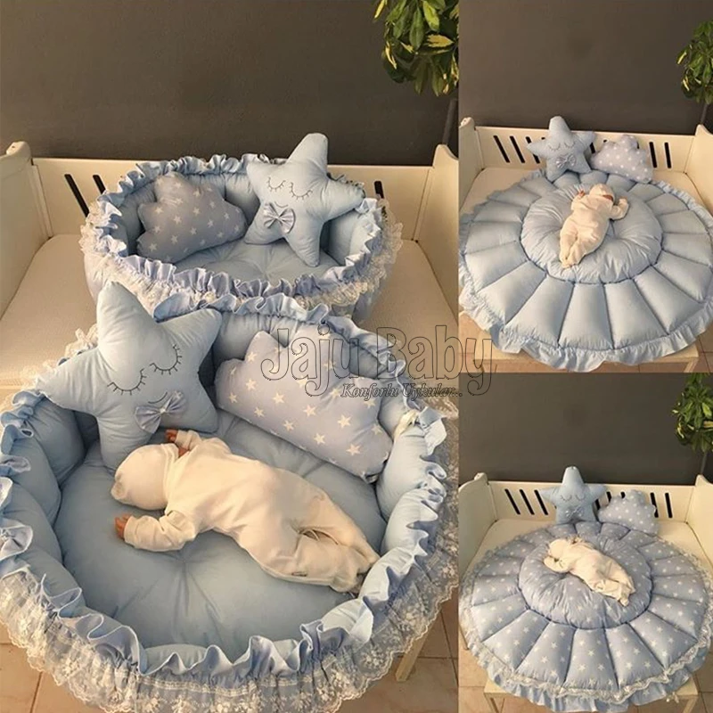 Складной Игровой Коврик Jaju Baby Blue Star Design детское гнездо|Центры деятельности и