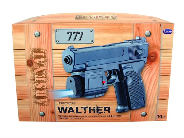 Пистолет WALTHER механический со световыми эффектами стреляет пульками | Игрушки и