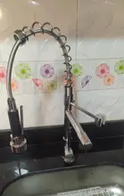 Tap Kitchen Faucet Deck Chrome-Finish Hot-And-Cold-Water-Tap Dual-Spout Mount Spring