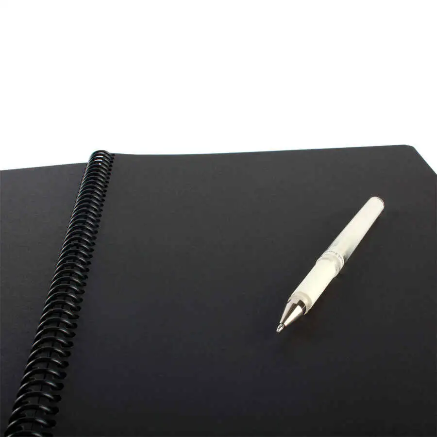 Black Leaf Spiral Notebook (16X23 Cm / 6.25X9.05 Inch) 40 Sheets