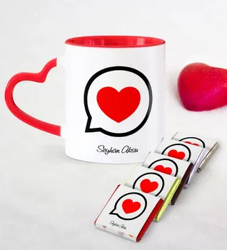 

Personalized Valentine 'S Day Themed Red Heart Mug and Chocolate Set-80