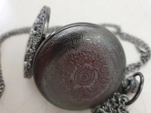 Steampunk, antigua de cobre, hueco, de cuarzo, de bolsillo, collar, colgante, reloj, cadena, hombre y mujer