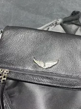 Alas decoradas bolso de un solo hombro de mujer casual moda desenfadada dos cadenas Bolsa Bandolera bolsos de cuero