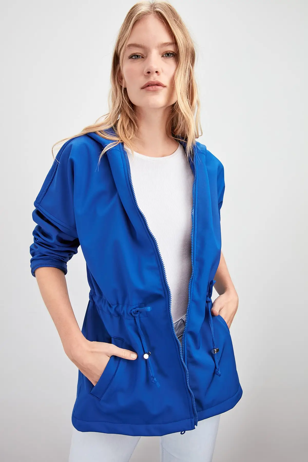 Trendyol Hooded Articulated Shirred Scuba Fabric Coat Twoaw20mo0045