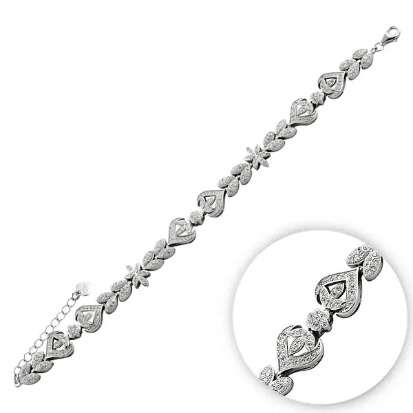 Серебряный 925 пробы браслет с цирконием