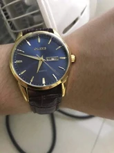 OLEVS-Reloj clásico de cuarzo para hombre, resistente al agua, correa de cuero, informal, Popular, de negocios