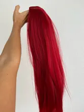 HANNE-Peluca de fiesta larga y recta para mujer, color rojo/Verde/azul/morado, fibra resistente al calor, aspecto Natural