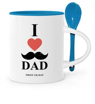 

Father's Day Custom I Love Dad Blue Spoon Mug Cup-2