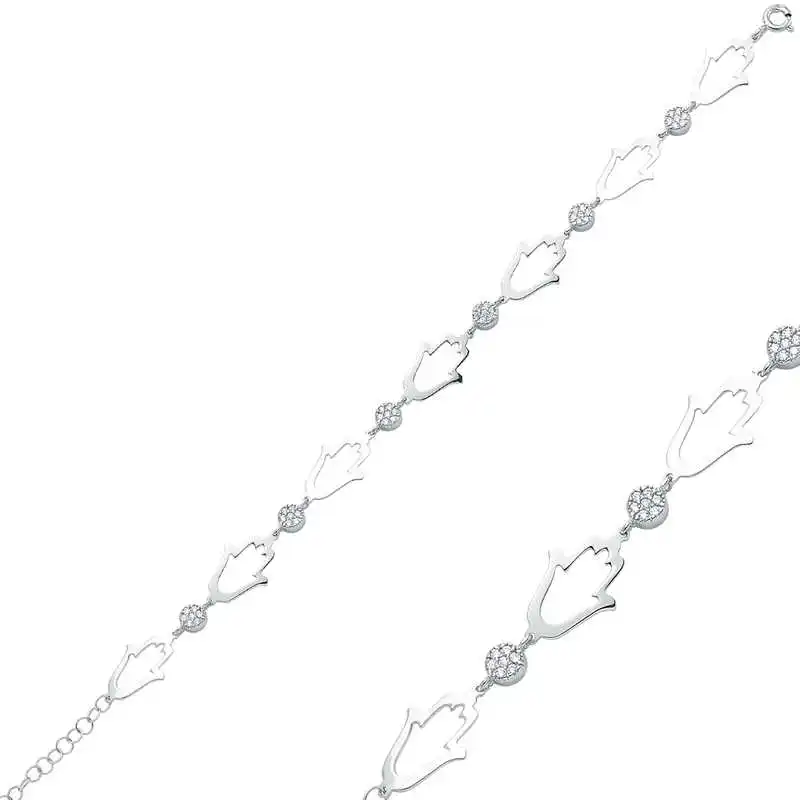 

Armagano 100% 925 Sterling Silver Fatma Master Hand Womens Bracelet Quality and Original Women Wrist Straps