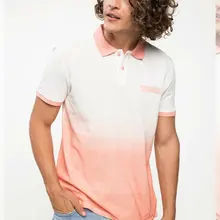 Дефакто мужские летние градиентные футболки белые розовые мужские футболки поло с коротким рукавом трикотажная рубашка поло мужская ткань I8765AZ18HSRD42-I8765